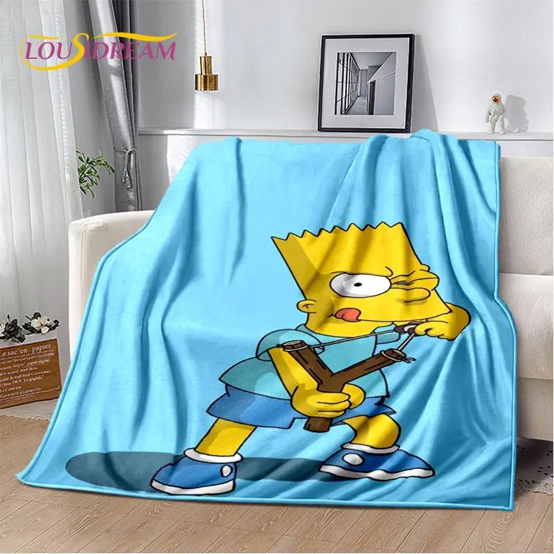 De S-Simpsons Cartoon Pluche Deken, Flanellen Deken Kinderen Plaid voor Woonkamer Slaapkamer Bed Bank Wandelen Vrije Tijd Dutten