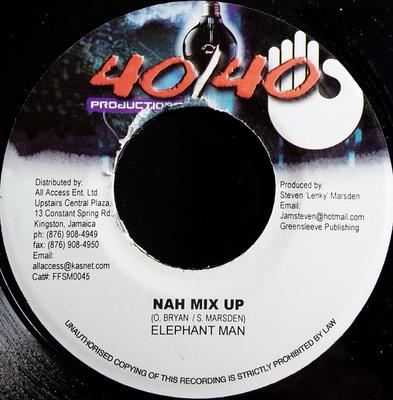 7inch Record ELEPHANT MAN - Nah Mix Up FFSM0045 40/40 Productio 2003 Jamaica Reggae, Ska & Dub Used