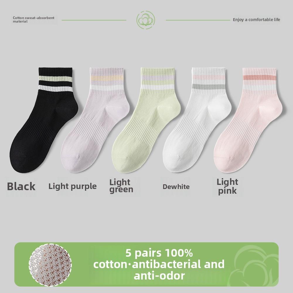 5 Pairs of Female Spring and Summer Leisure Sports Wear A Trend In Tube Socks