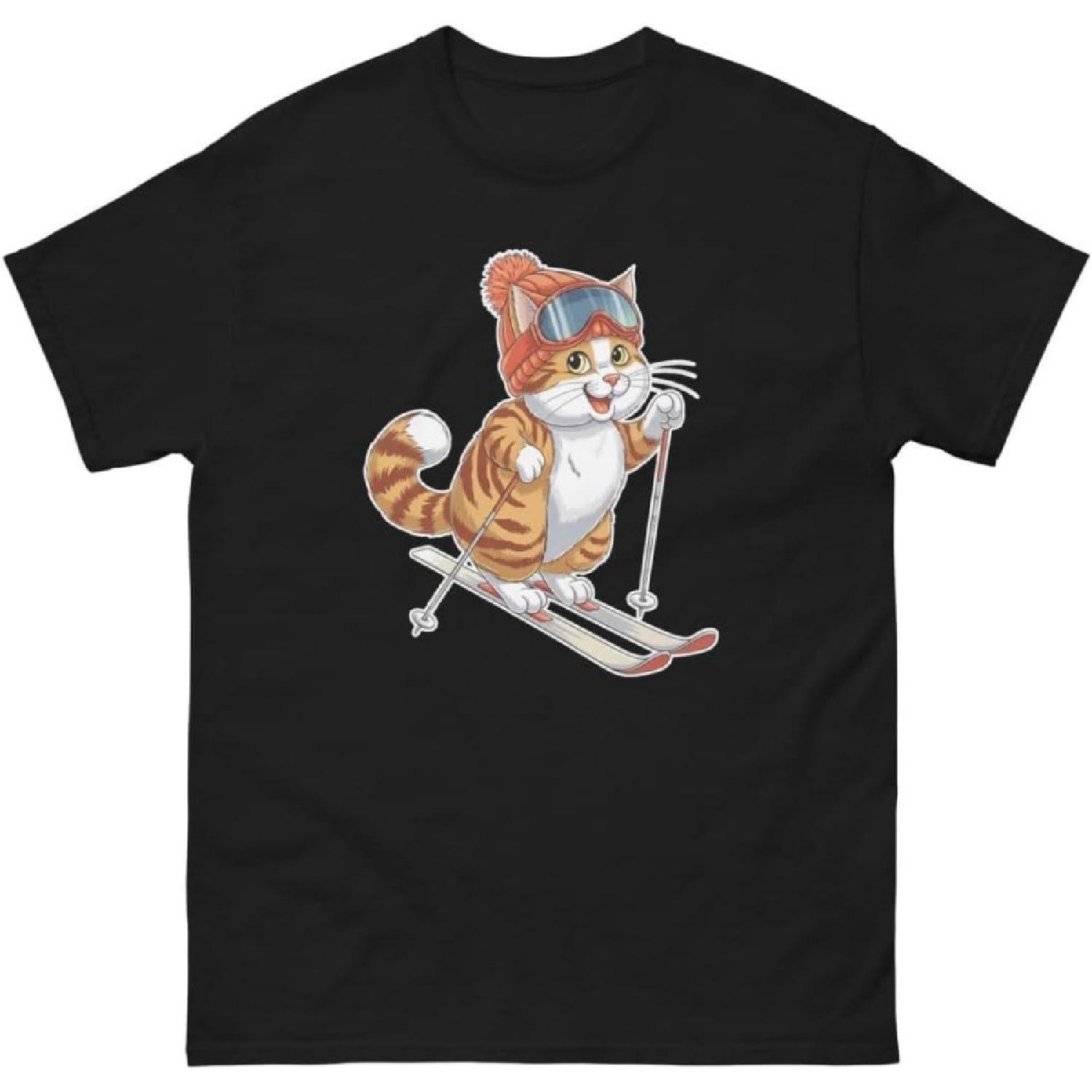 American Shorthair Cat Fun Ski Skier Shirt T-Shirt XXXXXL разноцветный