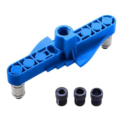 Drilling Hole Puncher Multipurpose Adjustable Dowel Jig Kit Blue Straight Hole Locator Portable Woodworking Tools for Carpenter