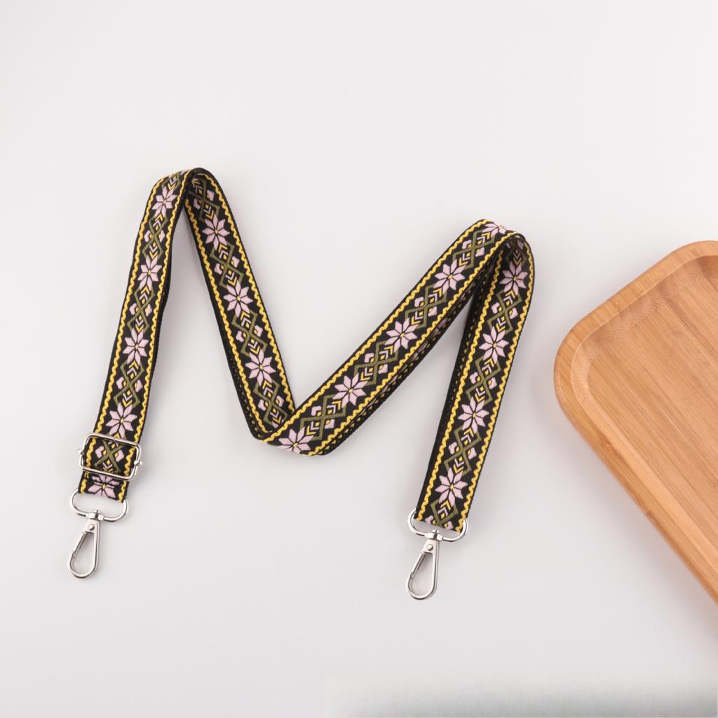 New Color Ethnic Style Jacquard Wide Strap Bag Accessories Bag Single Shoulder Crossbody Thickened Burden Reduction Long Strap