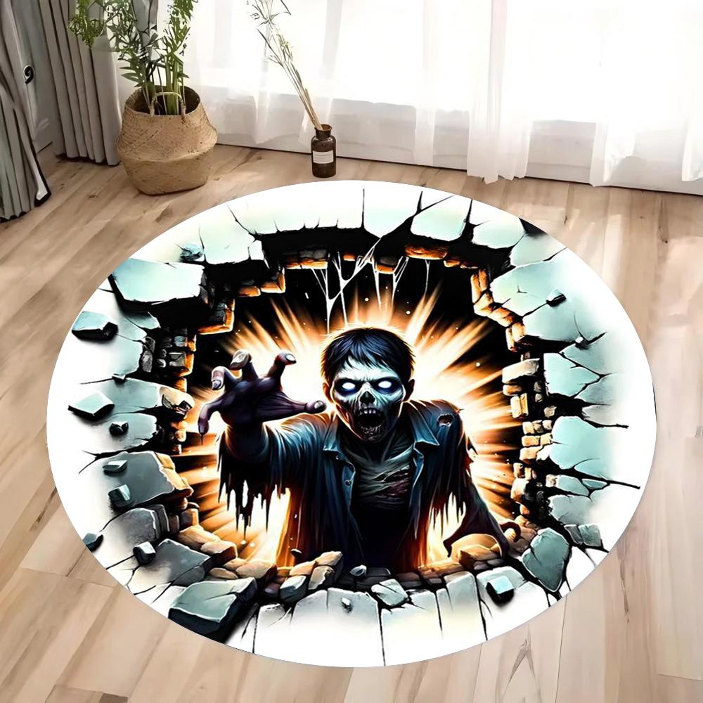 3D Halloween Horror Circular Carpet Doomsday Zombie Carpet Suitable for Bedroom Area Carpet Living Room Home Decoration Gifts