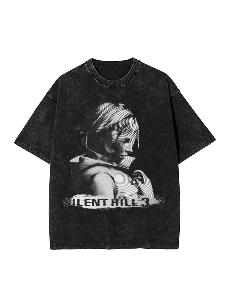 Washed T-shirt Heaven Night Hip-Hop T-shirt Street Style Short Sleeve Printed Top Unisex