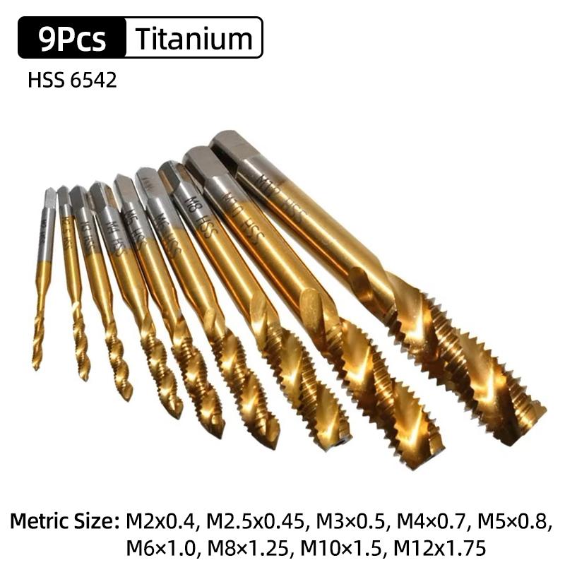HSS Spiralgewindebohrer Titanbeschichtet Metrisch SAE Gewindebohrer Bohrer M3-M8 Oder M2-M12 Maschinengewindebohrer Gewindeschneidwerkzeug Handwerkzeuge