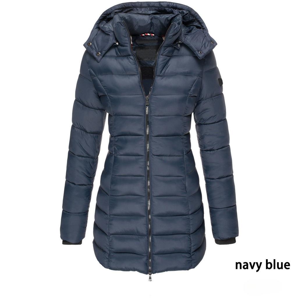 Women's Mid-length Cotton Jacket with Hood, Warm/body-highlighting/various Colors/zipper, Women's Winter Warm Jacket S-3XL