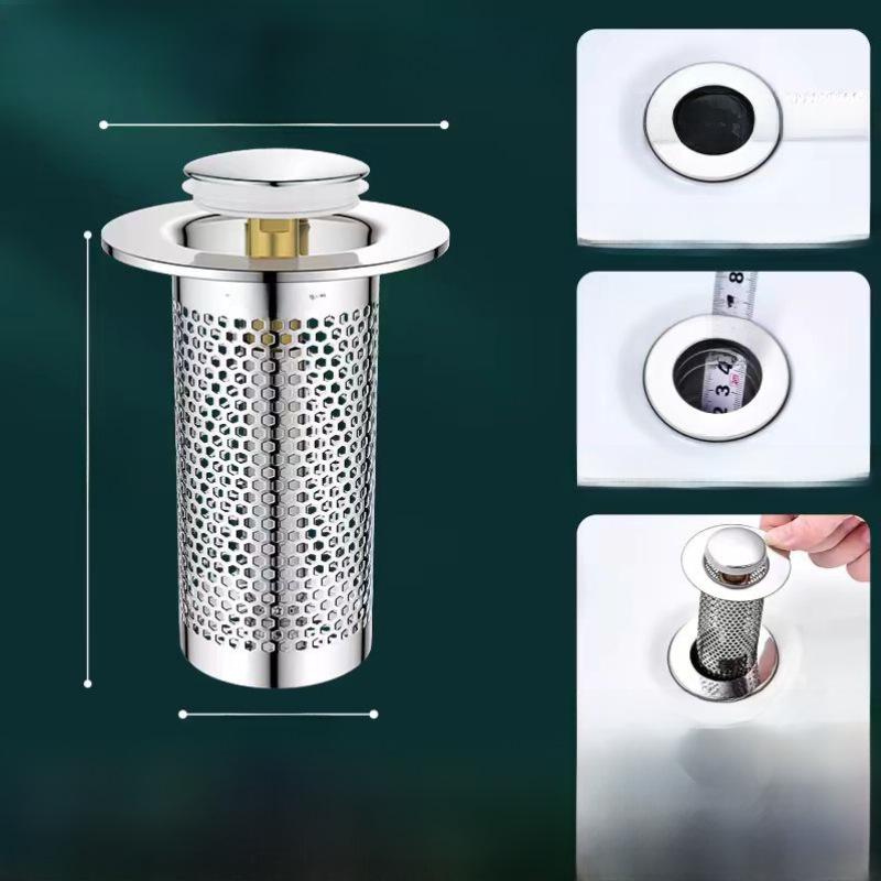 Bonde d'évier pop-up avec filtre à mailles et bouchon anti-odeurs