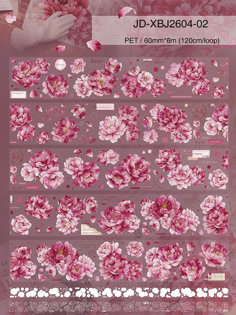 JIANWU 60mm*6m Vintage Flower Landscape Material Collage Scrapbooking PET Tape Creative DIY Journal Stationery