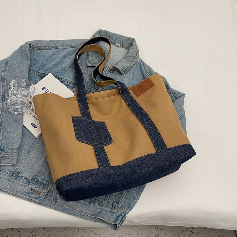Canvas Große Tasche Damen Neue Lässige Schultertasche Große Kapazität Klasse Pendlertasche Tragetasche