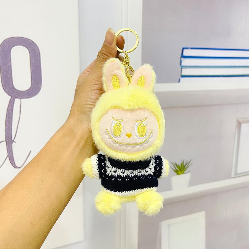 Creative Cartoon La Bubu Plush Clothing Toy Keychain Car Backpack Hanging Pendant Keyring Couple Accessories Decorative Gifts