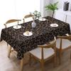 Leopard Print Tablecloth, Brown Black Cheetah African Wild Animal Texture Rectangular Washable Cover