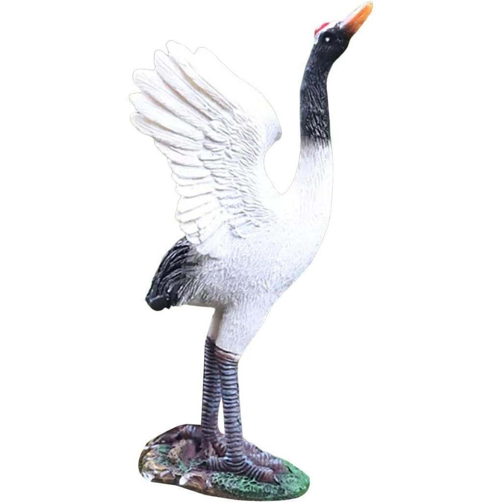 11cm Outdoor Garden Statue Bird Statues Sculptures Crane Carving Resin Yard Art Craft Miniature Decoy for Home Outdoor Pond Decoration Gift