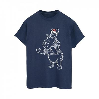 Camiseta feminina/feminina Winnie The Pooh Piglet Natal de algodão namorado