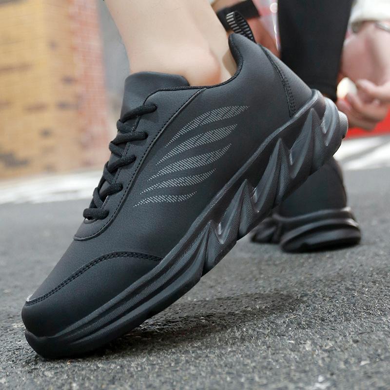 

Новая спортивная мужская обувь на мягкой подошве, легкая повседневная обувь, молодежная и молодежная, осенне-зимняя, парная, кожаные кроссовки 44 черный серый