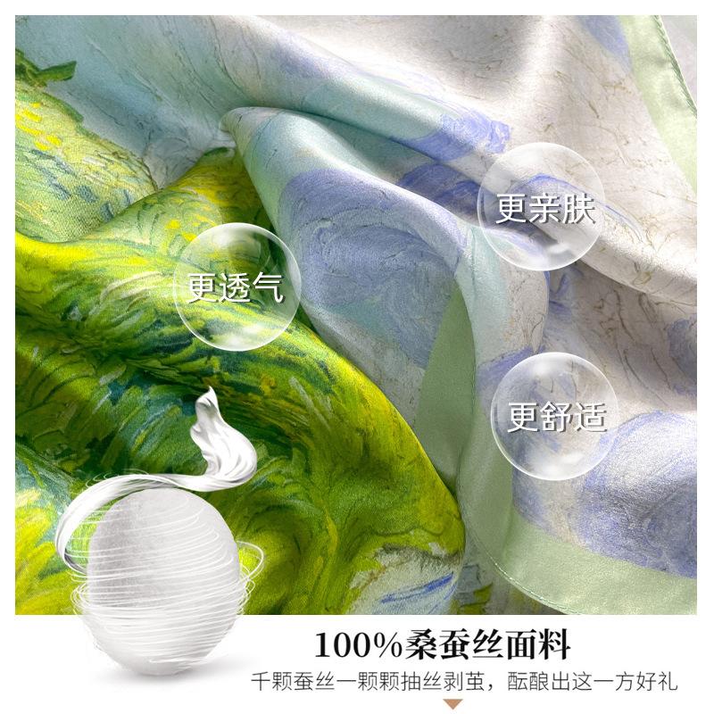 111% mulberry silk scarf small square scarf summer send mother oil painting style silk scarf scarf shawl [wholesale]