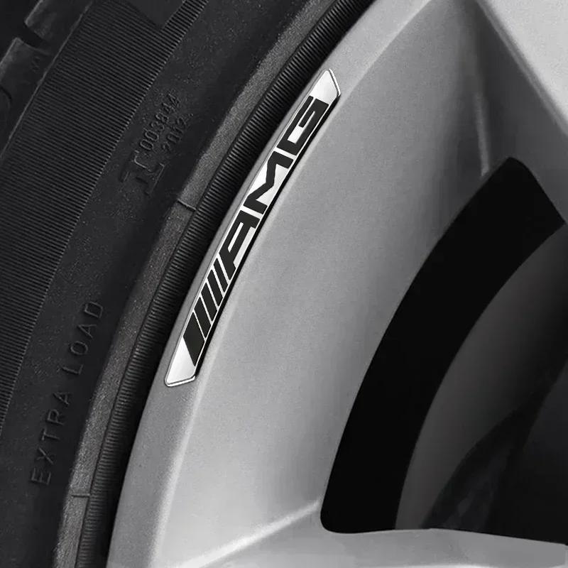 UKY5   3D Aluminum Car Styling Wheel Rim Sticker Car Refit Accessorie For Mercedes Benz AMG A B R G Class GLK GLA CLA GLB GLC C200 E200