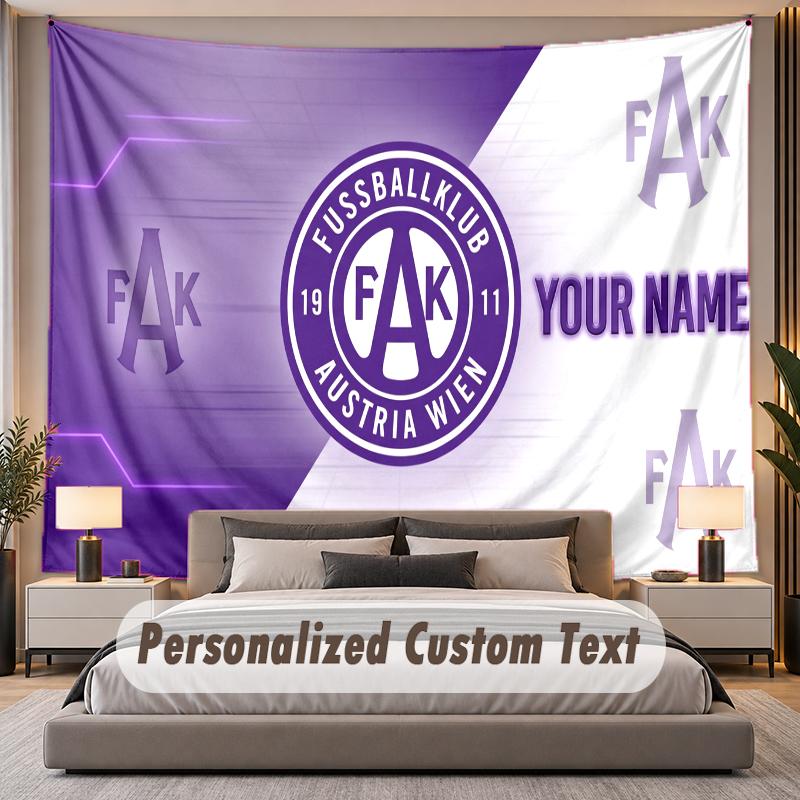 Custom Name Text Tapestry Austria Wien FC Personalized Polyester Wall Tapestry For Bedroom And Room