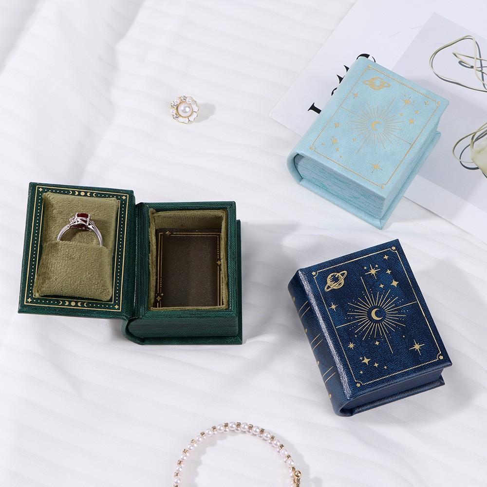 Klappdeckel Vintage Ringbox, Magnetische Kleine Schmuckschatulle, Kreative Buchförmige Anhänger-Ohrring-Box, Schmuckverpackung Papierbox.