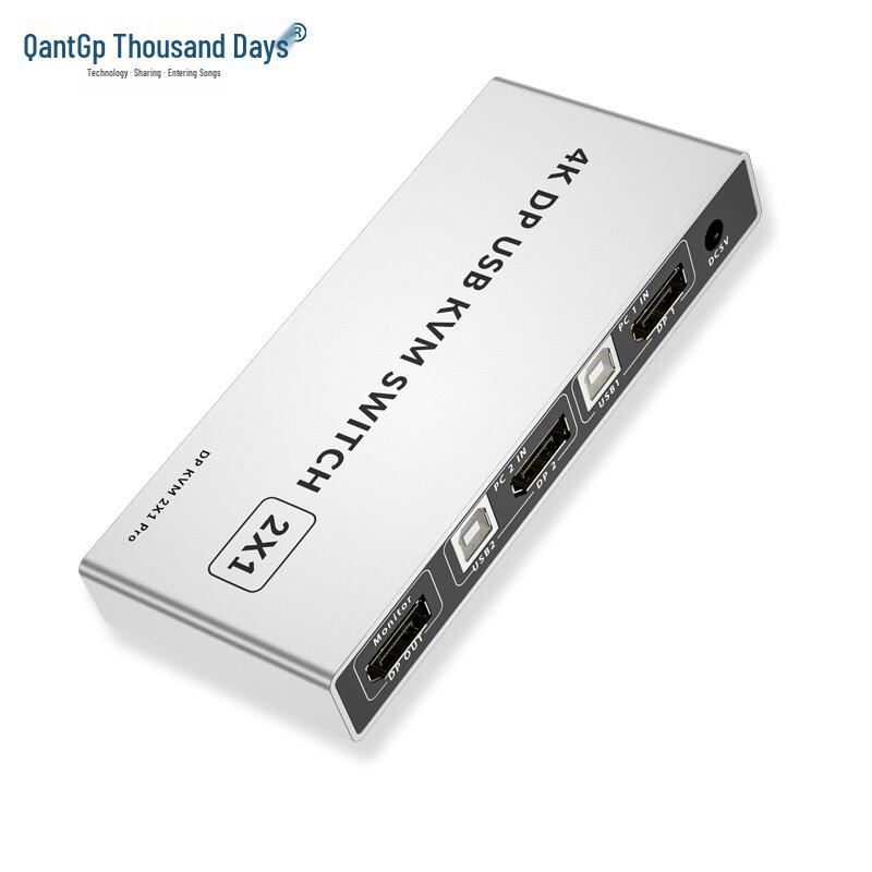 Qantop 4K 60Hz DisplayPort 2-Port KVM Switch