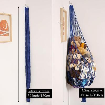 Stuffed Animal Storage Macrame Hammock, Large - Boho Room Decor Toy Storage Corner Hanging Plushie Stuffed Animal Net Organizer