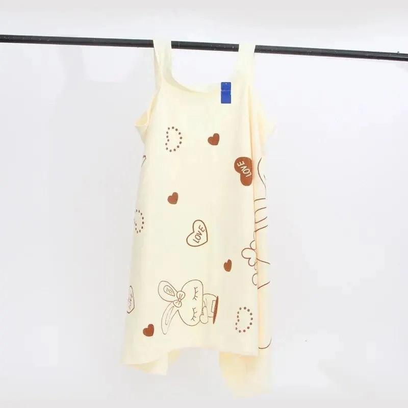 Wearable Bath Towel Love Rabbit Design, Thickened Absorbent Bath Skirt for Women, Adjustable Chest Wrap Towel for Sauna, Soft