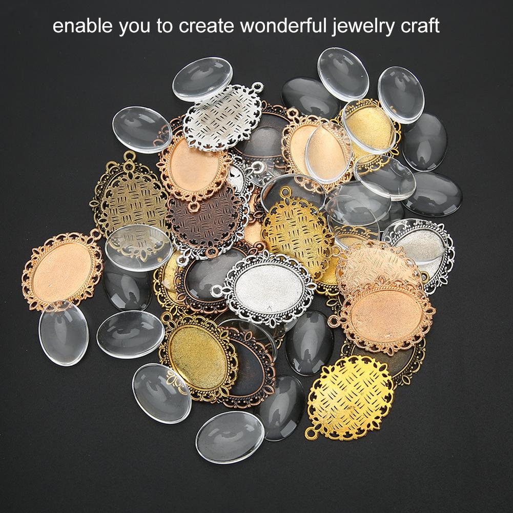 Takı Ucu DIY Kolye Ucu Tepsimleri Camlı Takı Yapım Aksesuarı 60 Adet