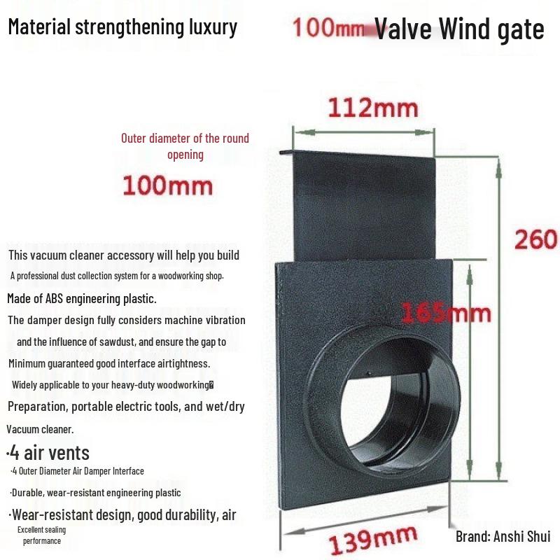 Industrial Vacuum Cleaner Accessories: Dust Collector Adapter, Belt Sander Dust Collector, Three-way Pipe Damper, Valve Crusher