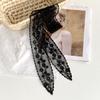 Fashion Long Skinny Ribbon Lace Scarf Floral Embroidery Solid Color Head Scarf Thin Tie Up Headband