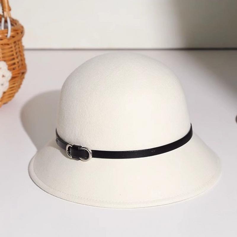 New autumn woolen bucket hat fashion travel top hat women's retro basin hat big head circumference