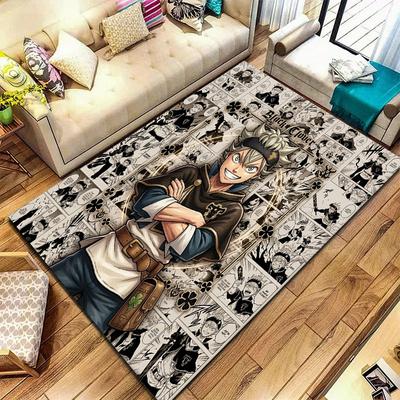 Dywan Black Clover do salonu, sypialni, dekoracja sofy domowej, mata podłogowa antypoślizgowa dla dzieci