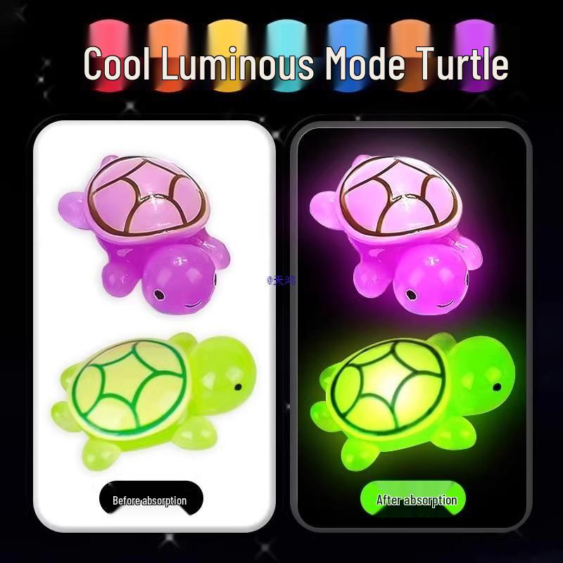 Colorful Cartoon Turtle Mini Figurine Toy – Luminous Nail Art Accessory