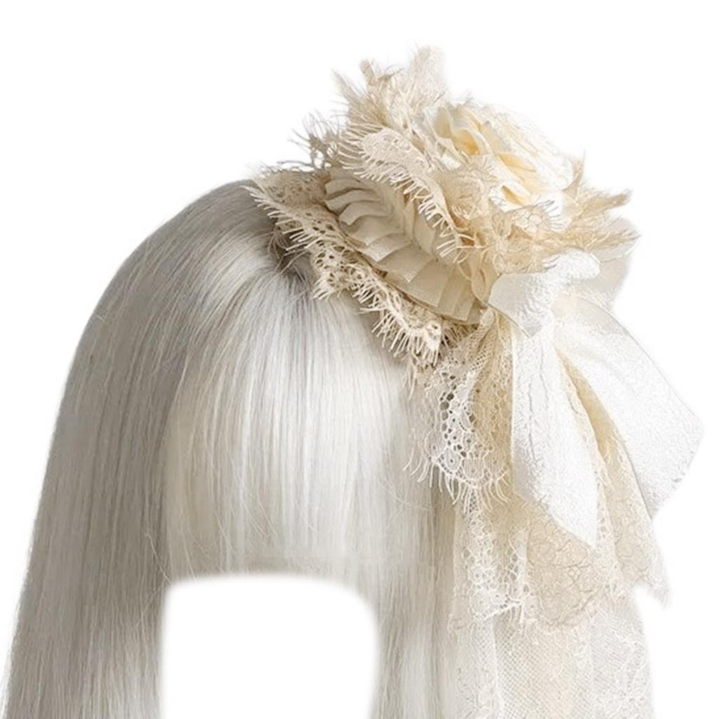 Anime Style Hat Hair Clip for Female Lace Flower Hat Hairpin Unisex Costume Hat Fascinator Hat Halloween Party Supply
