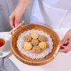 Round Rattan Basket Durable Handwoven Bread Decorative Organizer Rustic Style Snacks Biscuits with