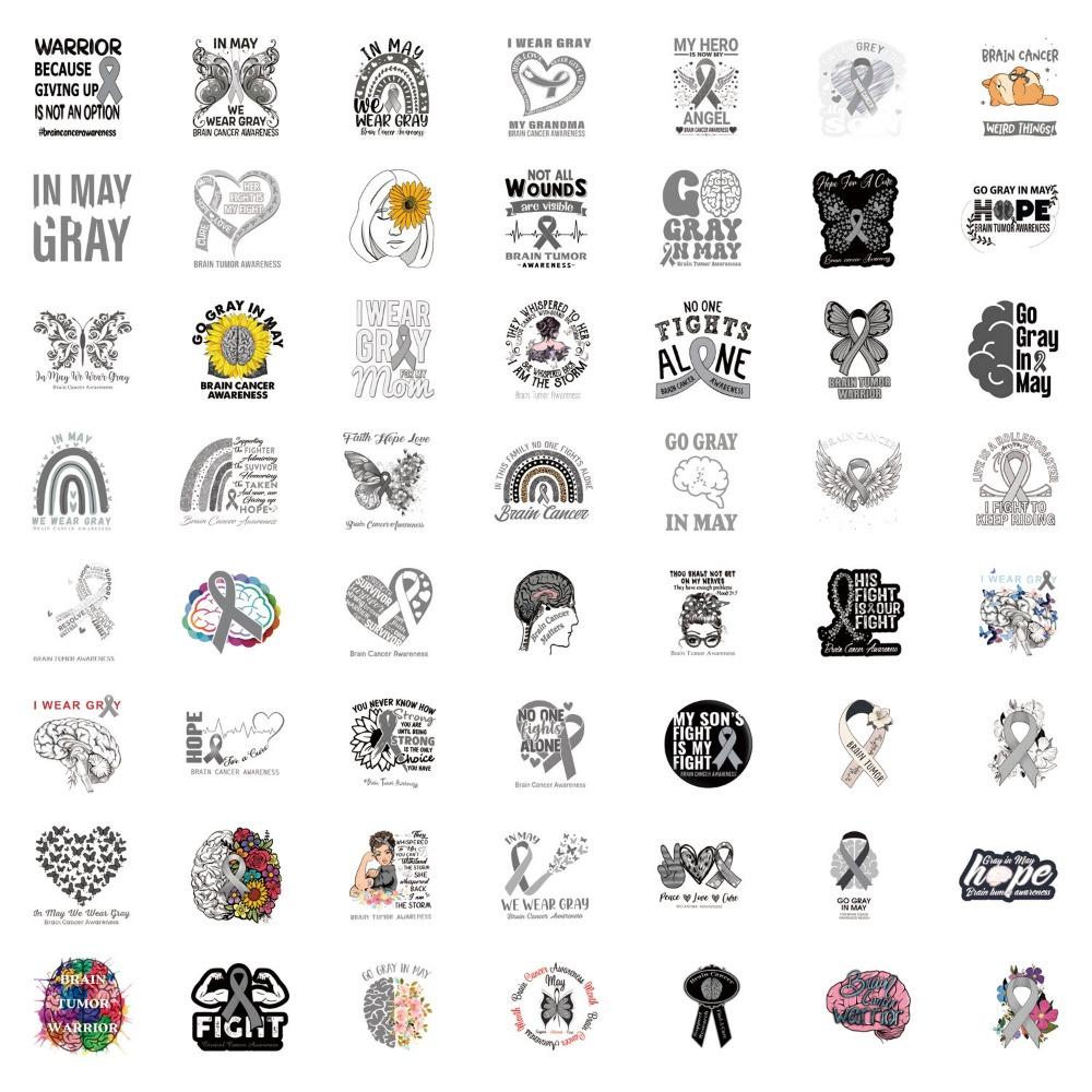 55 Stuks Bewustzijn Hersentumoren Stickers Bagage Waterfles Kantoorbenodigdheden Scooter Laptop Koelkast Decoratie Doe-het-zelf Stickers