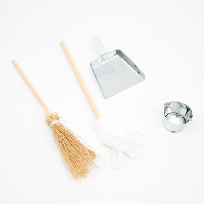 1/12 Domeček pro panenky Koště Smetáček Mop Kovové vědro Sada Mini úklidové nástroje pro domeček pro panenky Příslušenství Dekorace do domečku pro panenky Hračka na předstírání