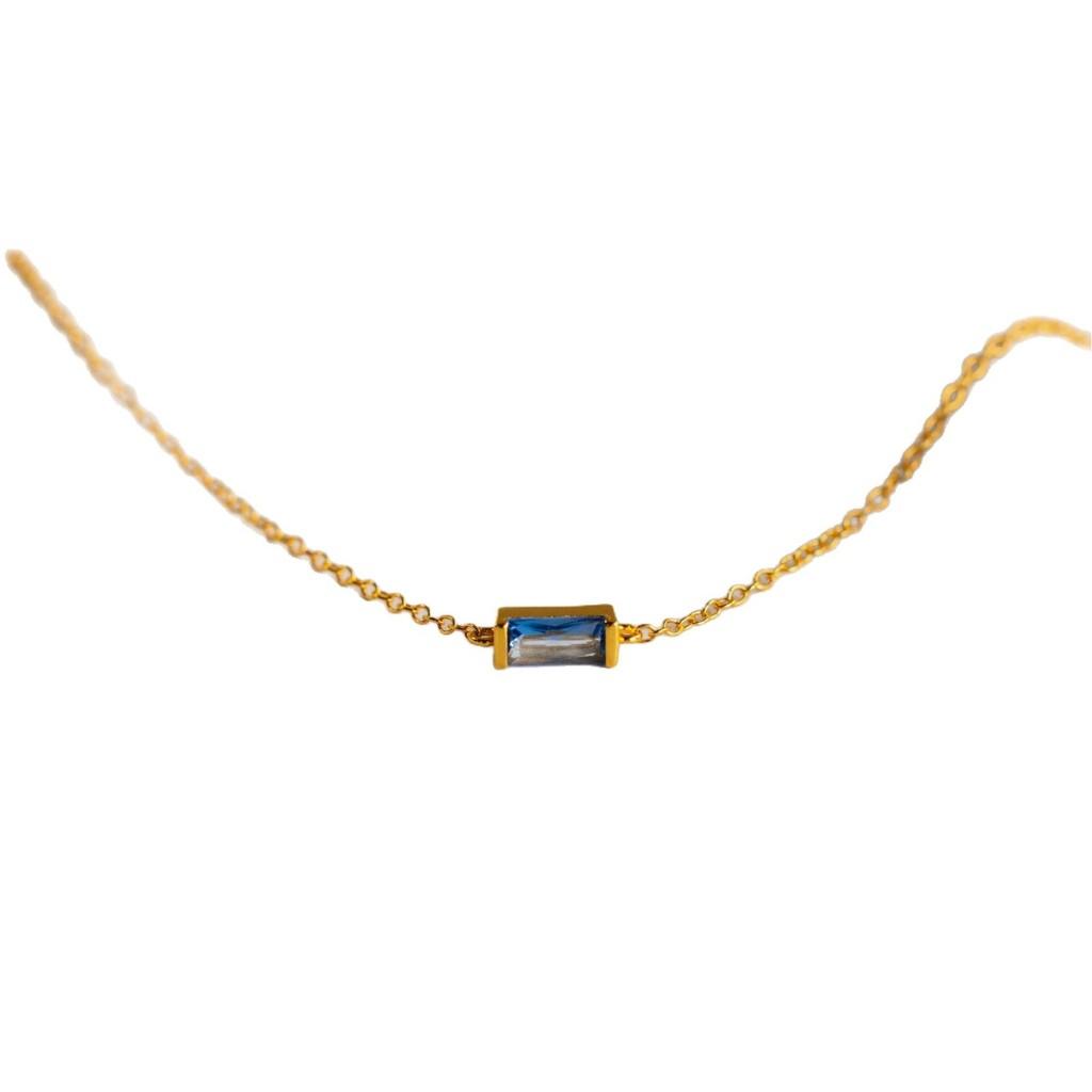 Titanium Steel Birthstone Pendant Necklace For Women Men With Geometric Design