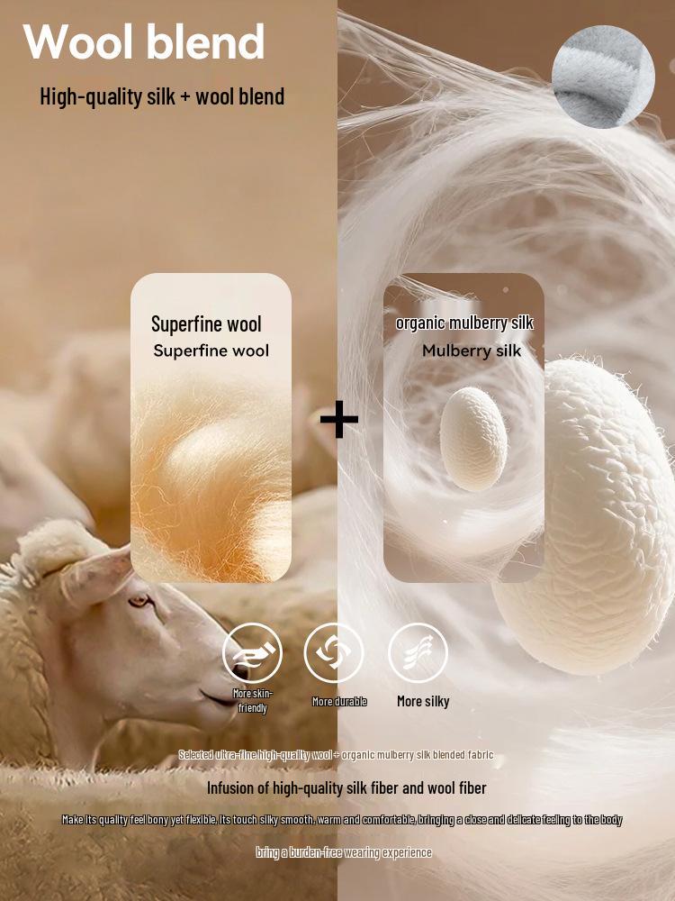 Men's Heavyweight Silk Wool Hooded Sweatshirt with High Collar and Zipper - 580g Plus Velvet Warm Jacket