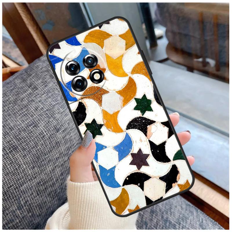 Marockanskt kakelfodral för OnePlus 13T 8T 10T 9 10 Pro 15 13 12 11 13R 12R Nord CE 5 2 3 4 Lite N20 N30 Coque