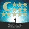 Fashionable 12Pcs Stars Moon Glow In Dark Fluorescent Decal Wall Stickers Home Decoration