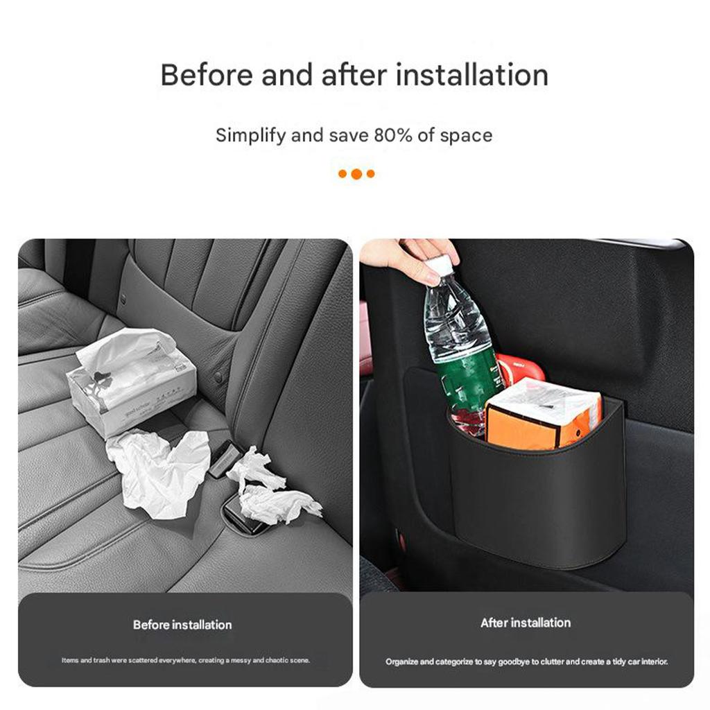 Multipurpose Vehicle Trash Can For Door Seat Leather Construction Spill Resistant Design Bin Easy Wipe Clean Surfaces