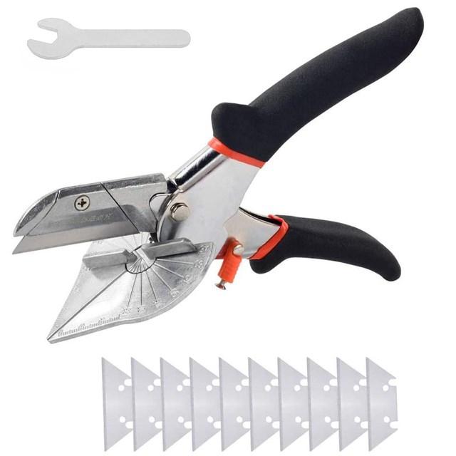 Multi-angle Bevel Scissors, With Adjustable Gusset Cutting Blades, From 45 Degrees To 135 Degrees, With 10 Blades And Wrenches