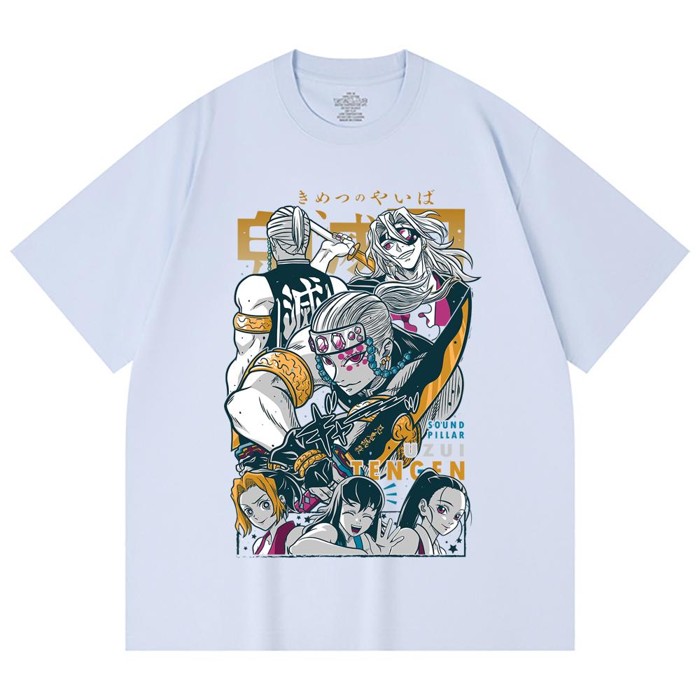 230 Gsm 100% Cotton Demon Slayer V65 Uzui Print Unisex Heavy Cotton T Shirt