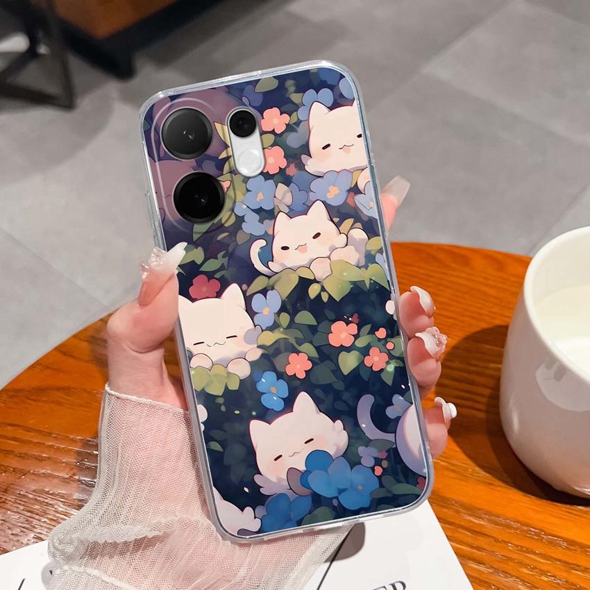 Casing For Vivo V60 V40 Lite V30e Y38 Y39 Y78 X200 Ulta X200s Case Cute Rabbit Panda Dog Back Covers TPU Silicone Soft Clear Phone Bags For Vivo Shell