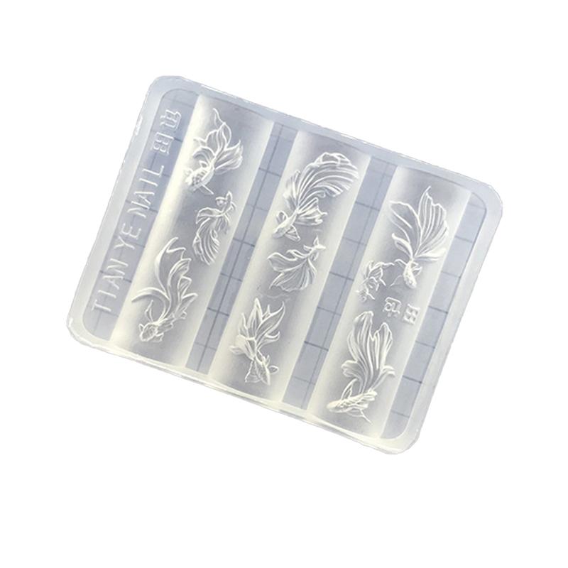 

3D Silicone Nail Art Mold Relief Carp Fish Pattern Nail Art Decoration Transparent Manicure Template