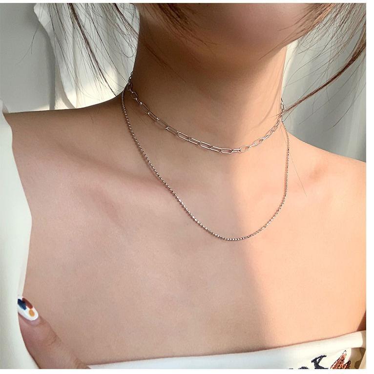 Japanese and Korean popular, simple temperament imitation pearl neck chain, niche design ins stacked wearing wind necklace