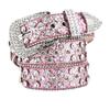 Bling Bling Sparkling Rhinestone Studded Western Metal [Lamerry] Belt, Belt, Buckle, 115cm, Men's & Women's (Pink)