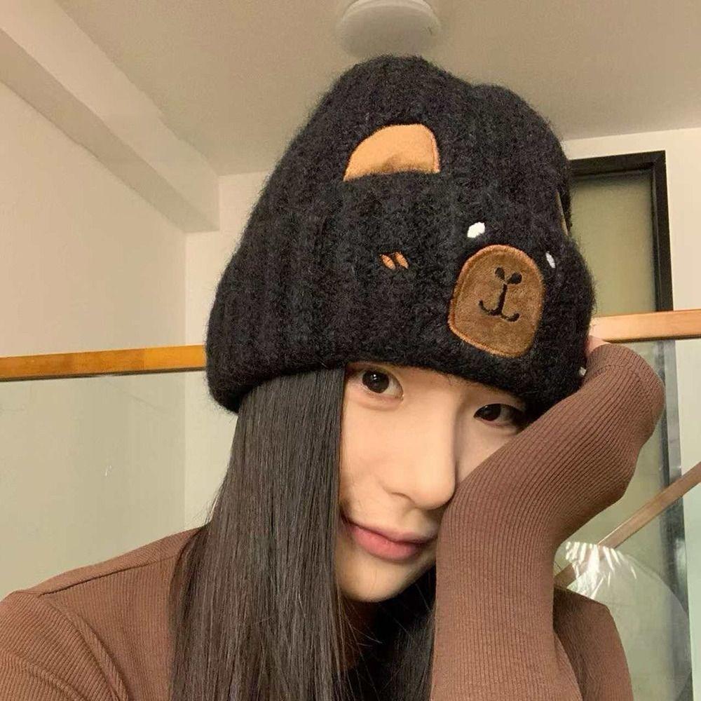 Fashion Soft Winter Beanie Hat Keep Warm Knit Wool Capybara Beanies Casual Warm Knit Hats for Men Women