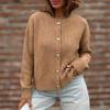 Women's Solid Color Button Cardigan - Autumn/Winter Long Sleeve Top (2026)