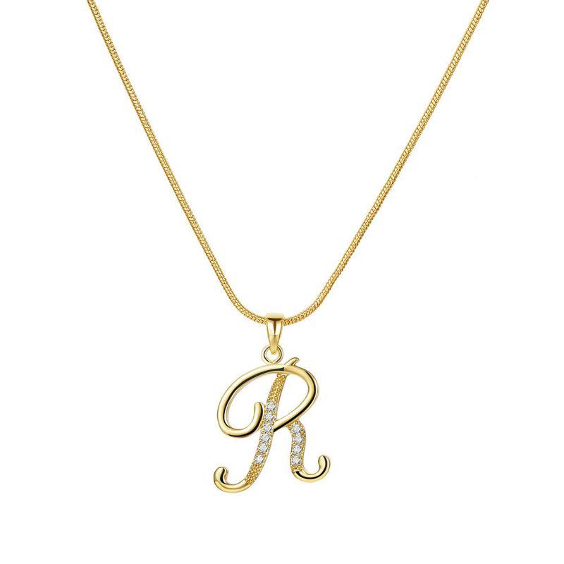 Europe and America Cross Border 26 Letters Copper Inlaid Zircon Snake Chain Necklace Letter Gold Pendant Creative Minimalist Letters