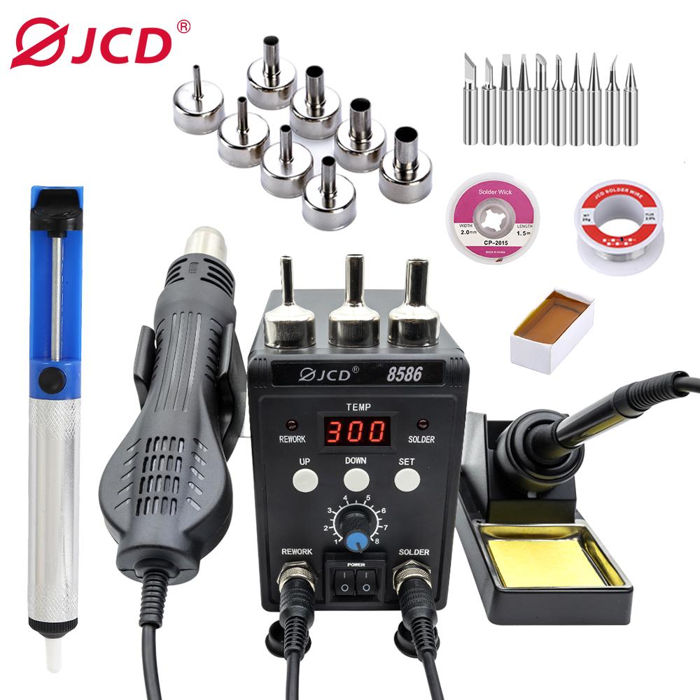 Pájecí stanice JCD 8586 Svařovací horkovzdušná pistole + elektrická páječka 2 v 1 LCD digitální displej Nástroj na opravu svářecího zařízení